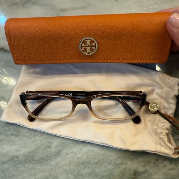 Tory Burch Brown Gradient Glasses with Orange Case